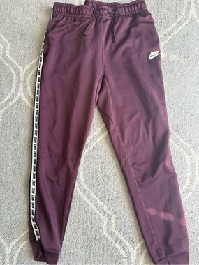 Maroon Jogger Sweatpants with Branded Side Tape